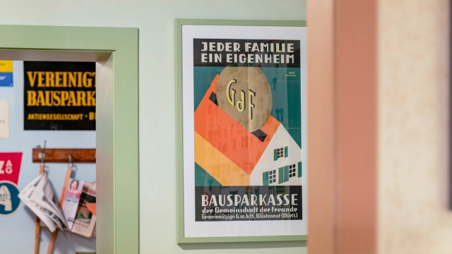 Jeder Familie ihr Eigenheim-Poster mit GdF-Logo und Sparhäuschen-Grafik